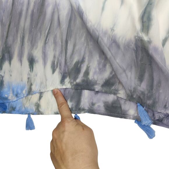 Surf Gypsy Blue Tassel Tie Dye Lightweight Sheer Swim Cover Up Tunic Small Boho - Picture 12 of 12